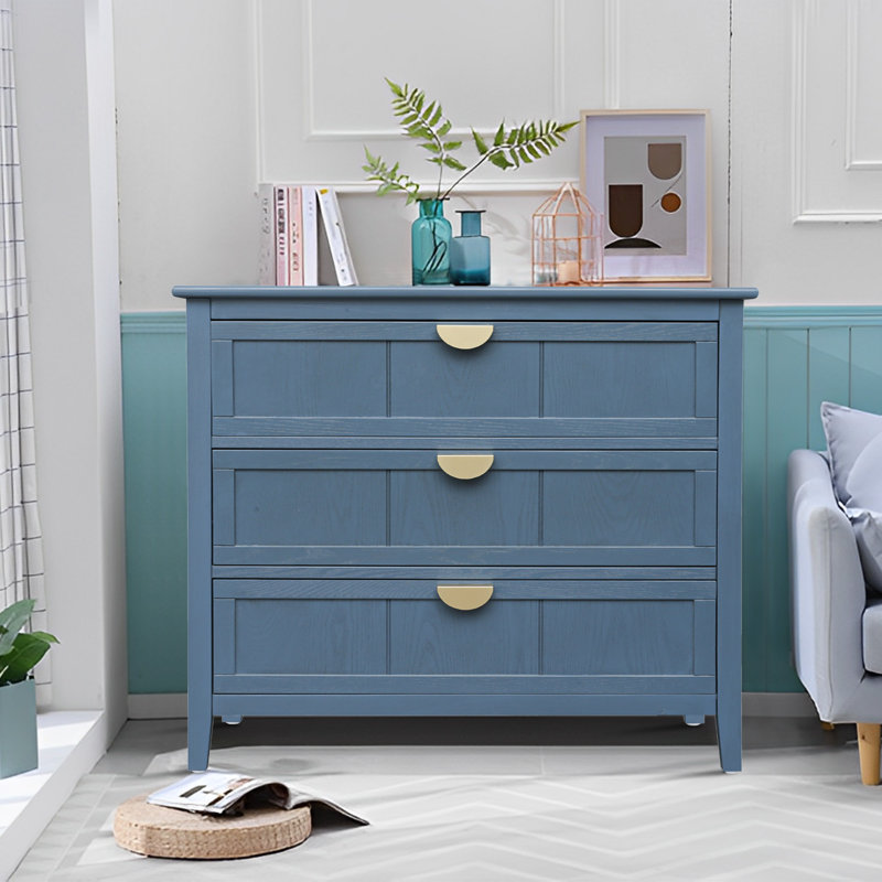 Commode 3 tiroirs Junious, Bleu