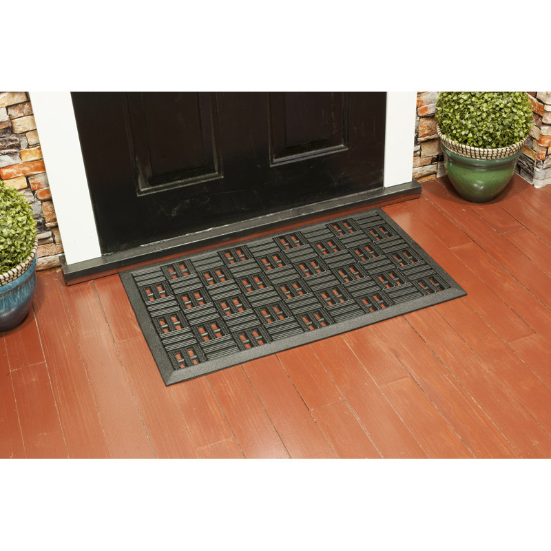 Tapis de porte d’extérieur anti-dérapant 30" x 18" à panier en caoutchouc Gabir