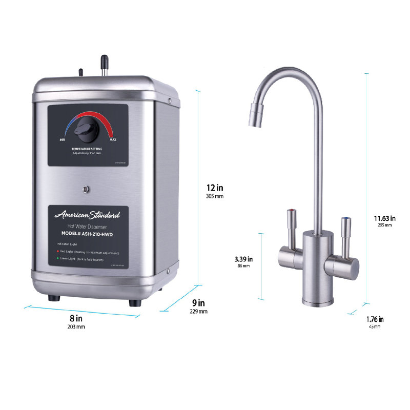 Distributeur d'eau chaude avec accessoires, Nickel brossé