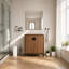 Base de meuble-lavabo 30 po seulement, armoire de rangement autoportante avec 2 portes, meuble-lavabo en bois d'ingénierie à finition brune pour salle de bain, salle d'eau