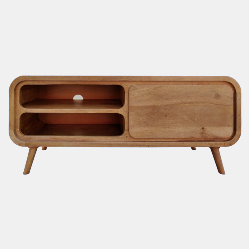 Gwenael Unfinished TV Stand for TVs up to 70", Natural Sheesham