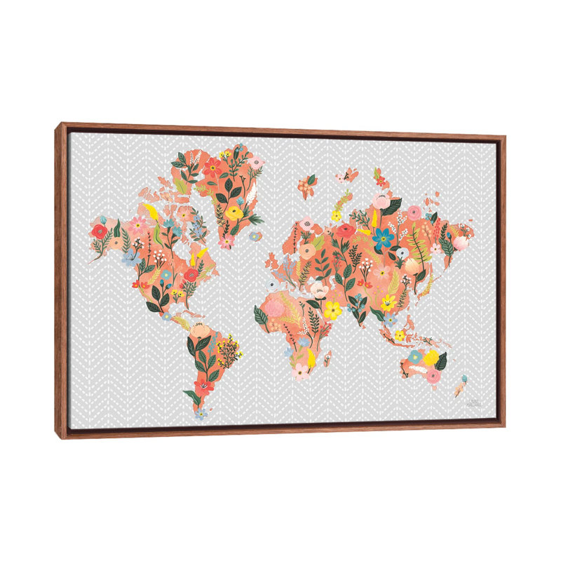 «Wild Garden World Gray» par Laura Marshall - impression d'art graphique, H 40 po x l 26 po x P 1,5 po, Pas de tapis