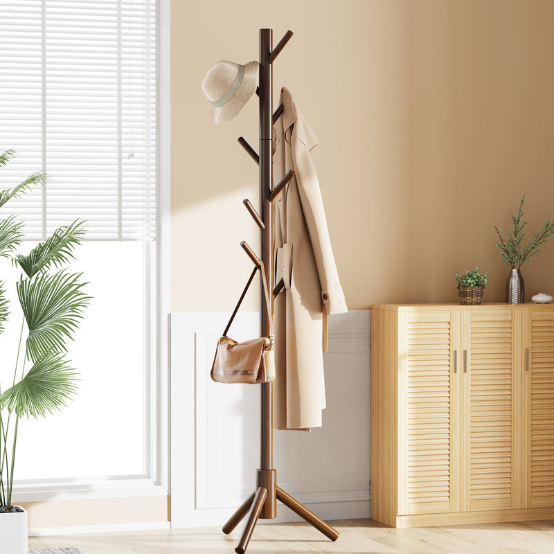 Williamston 8 - Hook Coat Rack, Freestanding Adjustable Solid Wood Coat Rack, Small Space Friendly, White