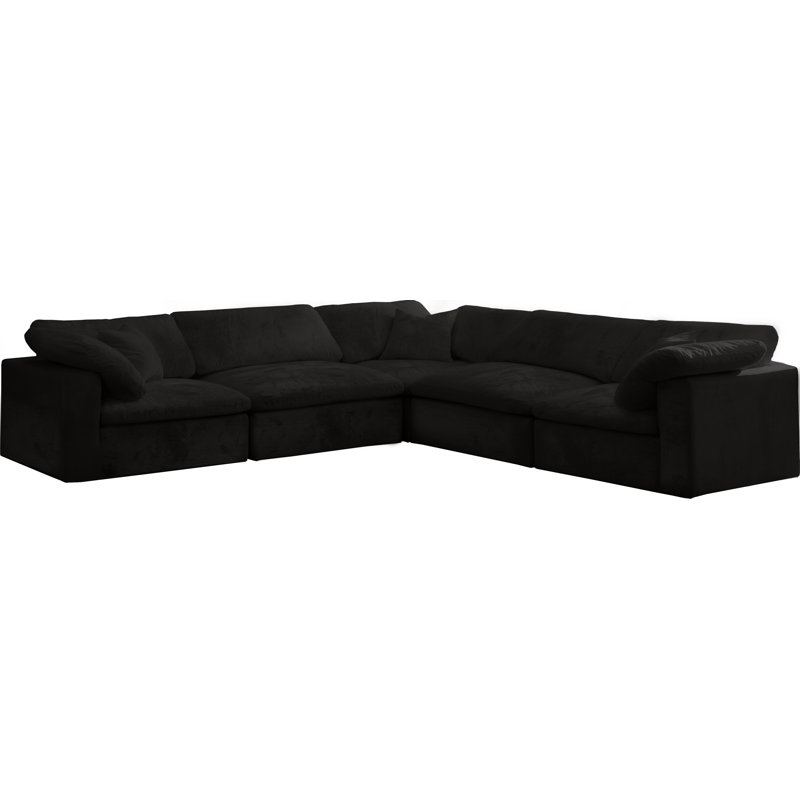 Canapé modulaire en velours réversible Cozy, Velours noir
