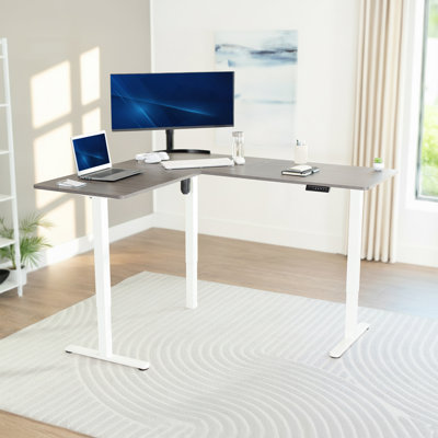 Bureau d'angle électrique VIVO, plateau de table à 3 sections