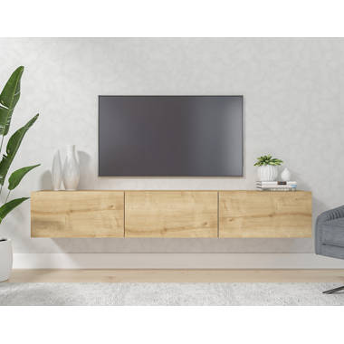 Linets Natural Rattan TV Console TV Stand for 65+ inch TV, 25 Tall Highboy Entertainment Center Bay Isle Home Color: Oak