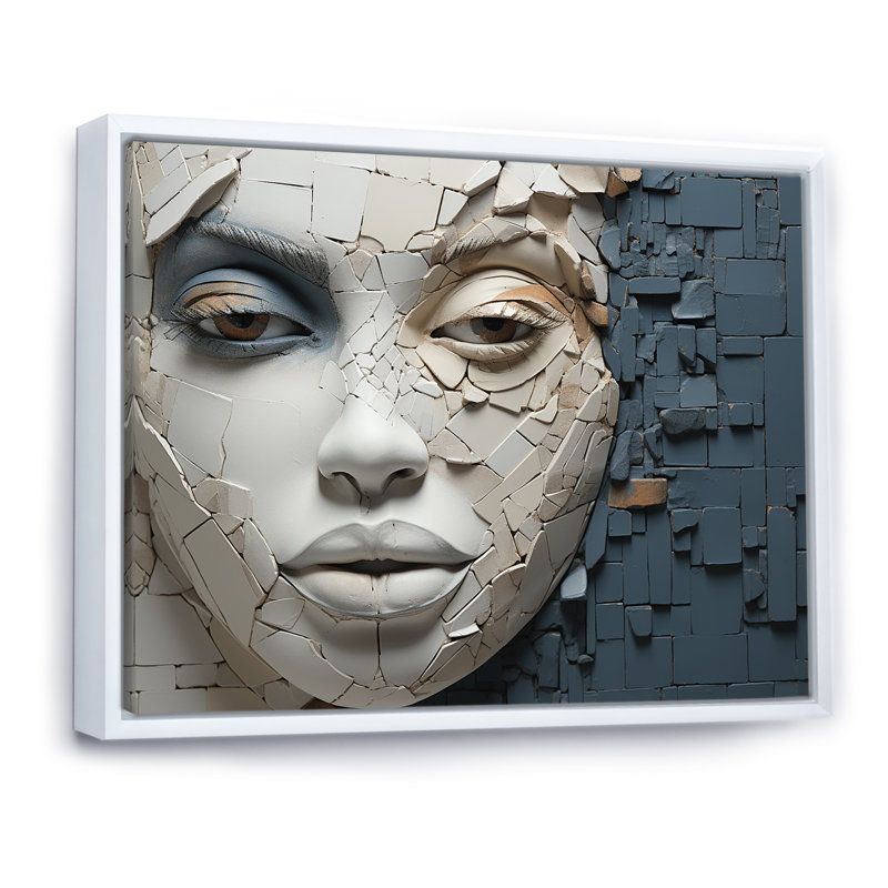 «Blue and beige», femme africaine, collage - art africain, décoration murale, H 16 po x l 32 po x P 1 po