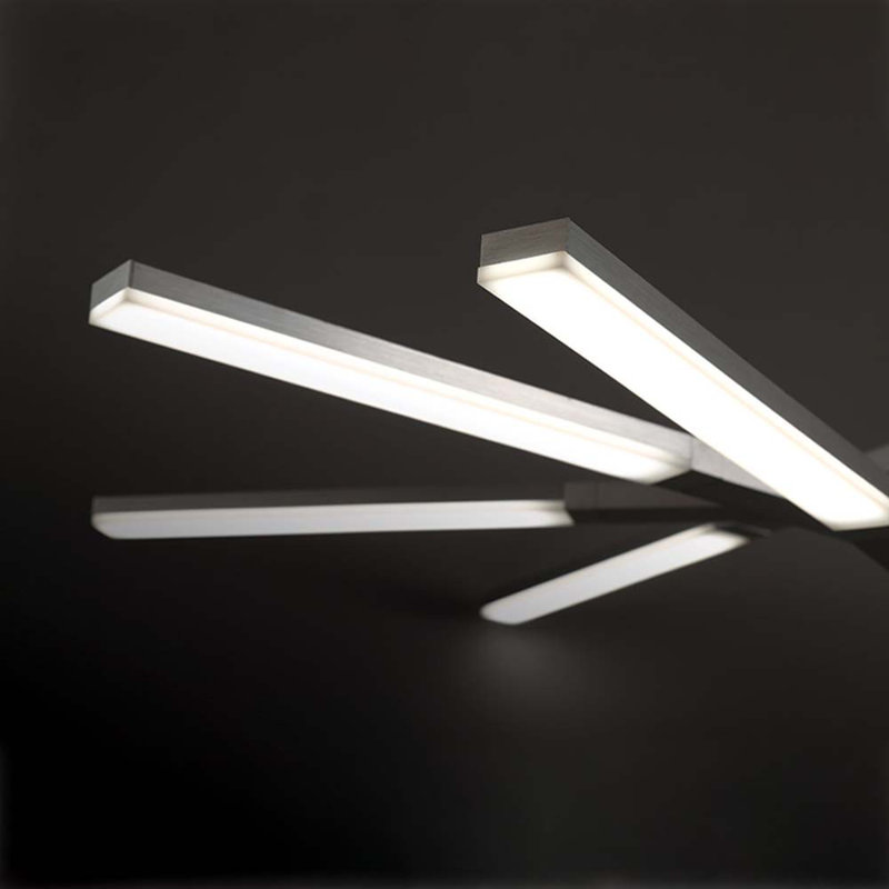 Stacked 8 - Light LED Chandelier, Brushed Aluminum
