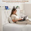 Cadre de lit Queen avec rangement, cadre de lit plateforme recouvert de velours avec tête de lit capitonnée en cristal, station de recharge, 2 tiroirs, sans sommier, silencieux, pour chambre à coucher, ivoire