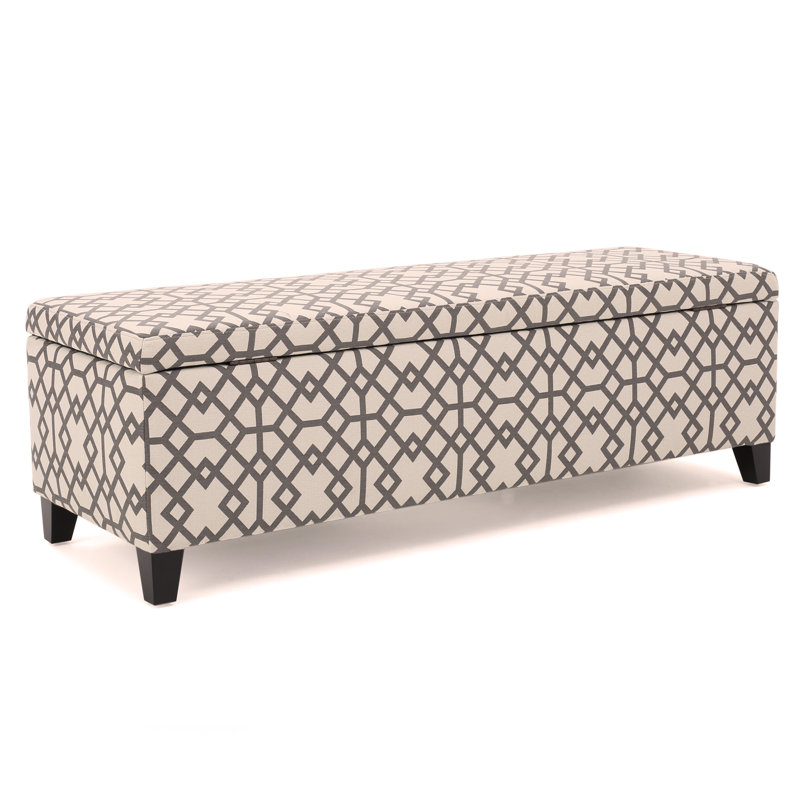 Banc de rangement rembourré Schmit, Ikat gris, 16.25" H x 51.25" W x 17.50" D
