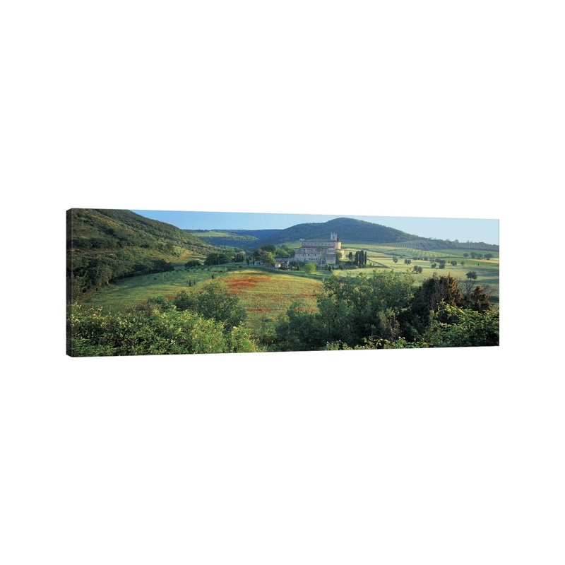 High Angle View Of A Church, Abbazia Di Sant'antimo, Tuscany, Italy - Wrapped Canvas Panoramic Print