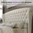 Dulane Queen Bed Frame, Chenille Upholstered Sleigh Bed with Scroll Wingback, Cream-1523276751-1523276749
