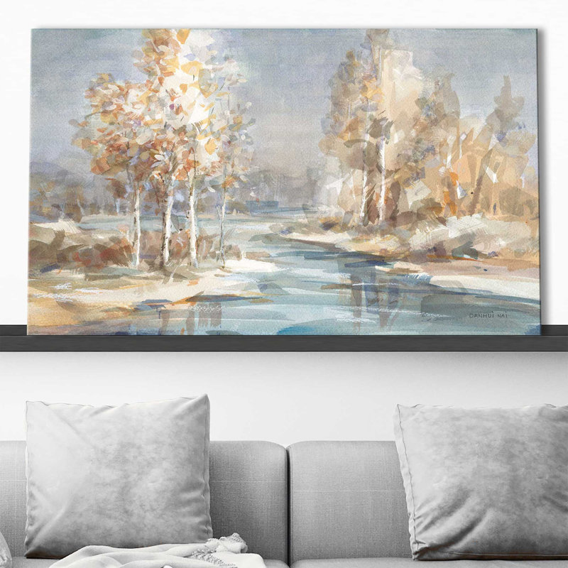 " Flowing River " Painting Print, 30" W x 18" H, Wrapped Canvas