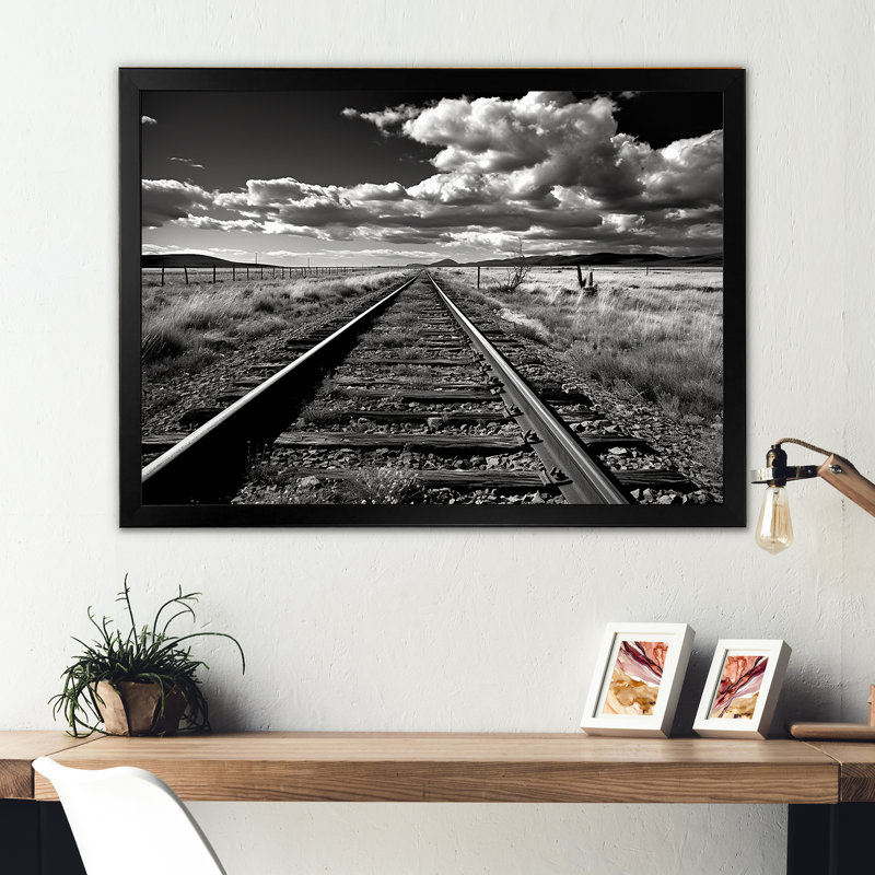 Photo de train noir et blanc - décoration murale train, Cadre photo noir, H 30 po x l 40 po x P 1,5 po