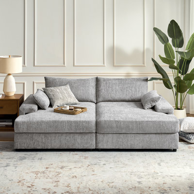 Tychon 87" Upholstered Square Arm Deep Seating Sleeper Sofa