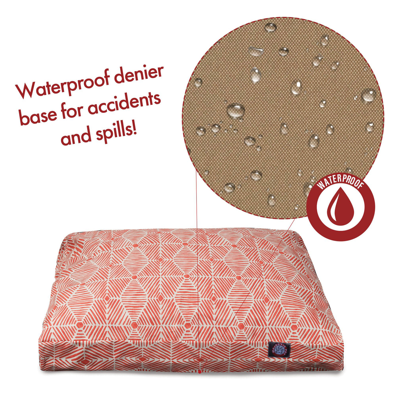 Charlie Orthopedic Memory Foam Geometric Pillow, Small (20" W x 27" D x 4" H);, Salmon