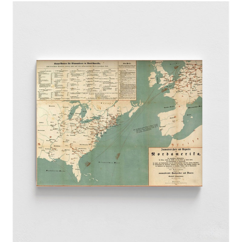 «L'immobilier en Amérique du Nord en 1853» par Vintage Cartes, bureau de l'avocat de l'Immobilier, décoration murale, couloir de grand bureau, affiche historique