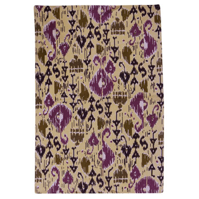 Flatweave Wool Ikat Area Rug in Ivory And Multi