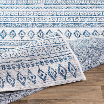 Laruth Tribal Light Blue/Blue/Navy/White Indoor/Outdoor Area Rug