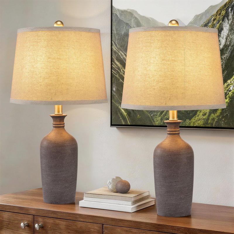 Ensemble de lampes de table en céramique de 23 po ChenJoss, convient aux chambres à coucher, aux salons, aux bureaux et aux bureaux (ensemble de 2)