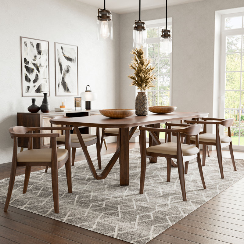Rozella Solid Wood 7-Piece Dining Table Set, 7 Pieces: Table, 6 Chairs