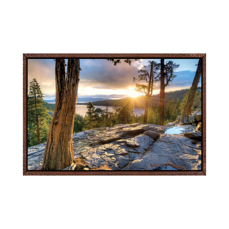 Emerald Bay Sunrise V by Dennis Frates - Print on Canvas, Classic Brown Wood Framed, 45.72cm H x 66.04cm W x 3.81cm D