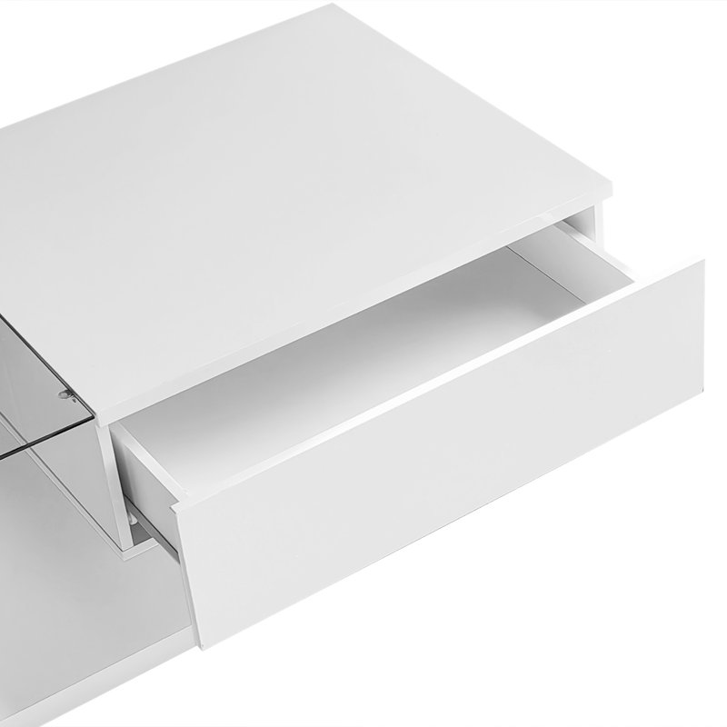 Camecia Pedestal Coffee Table with Storage, White, White