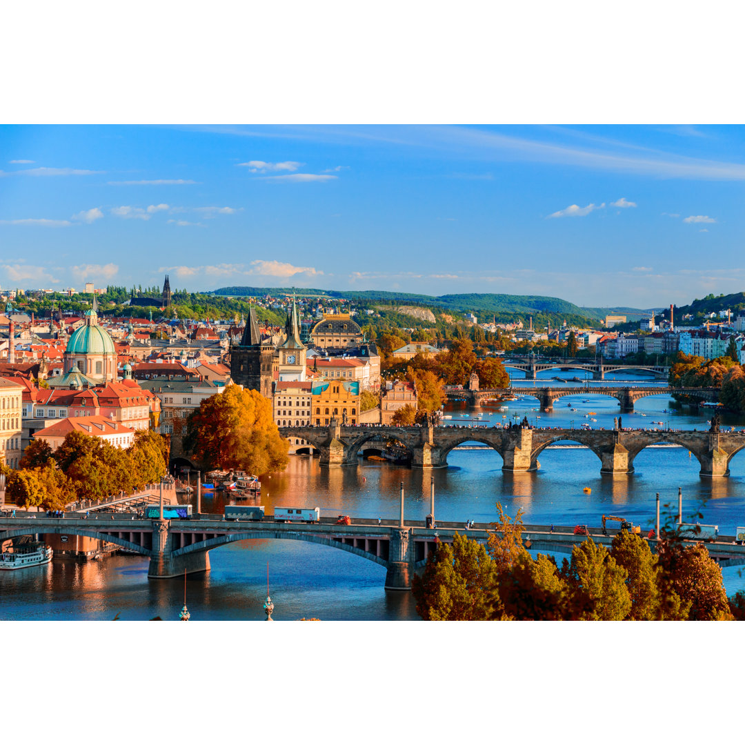 Vltava With Red Foliage von DaLiu - Kunstdrucke auf Leinwand