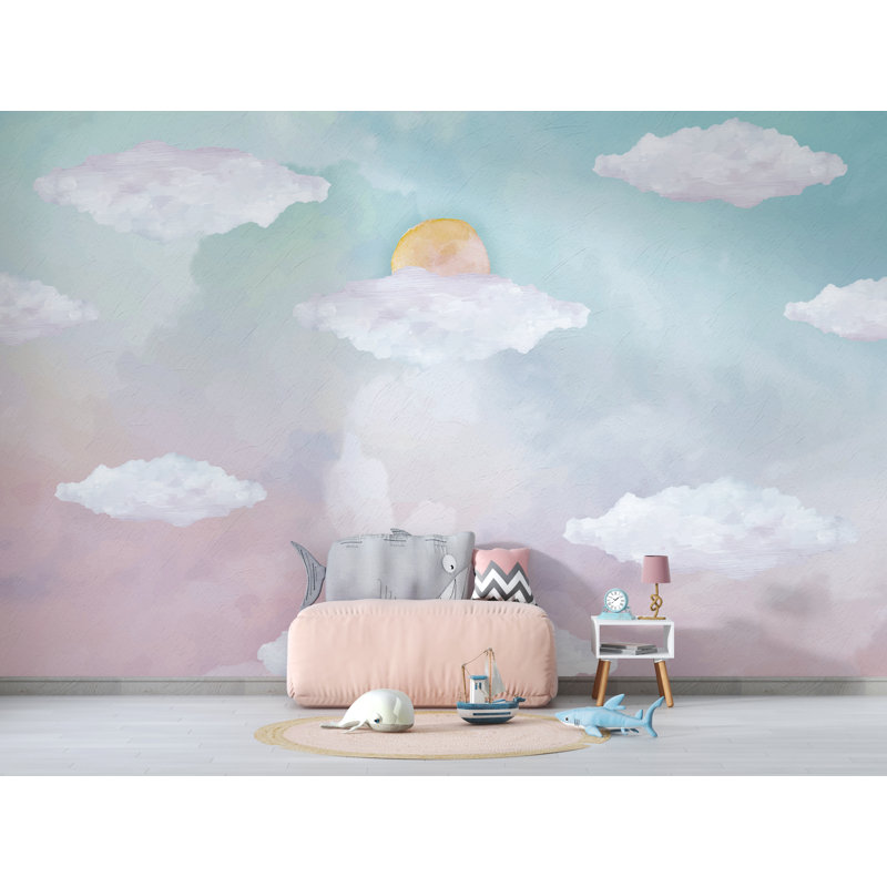 Papier peint soleil et nuages pour enfants, L 37,92 po x l 57 po