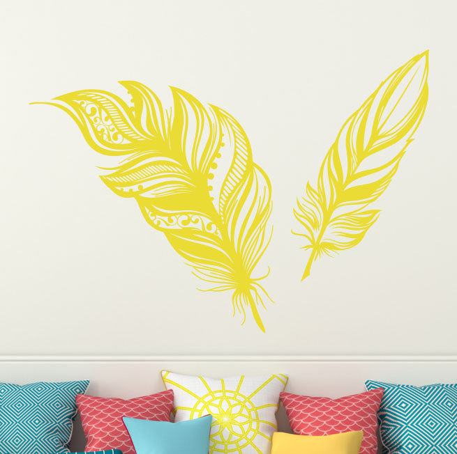 Adhésif décoratif plumes, H 22 po x l 31 po, Doré