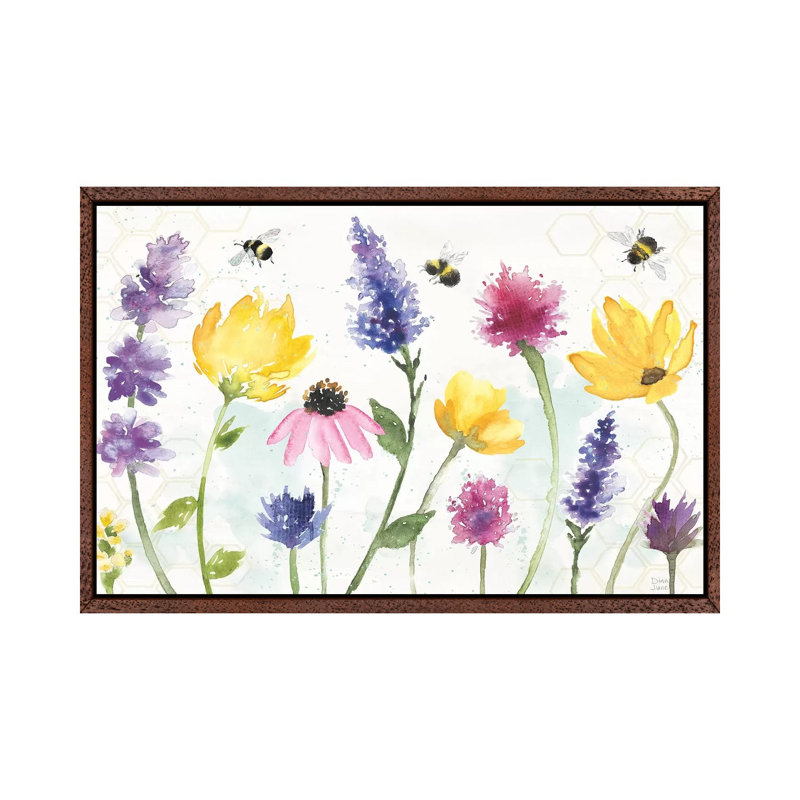 Bee Harmony I by Dina June - Painting on Canvas, Classic Brown Wood Framed, 45.72cm H x 66.04cm W x 3.81cm D