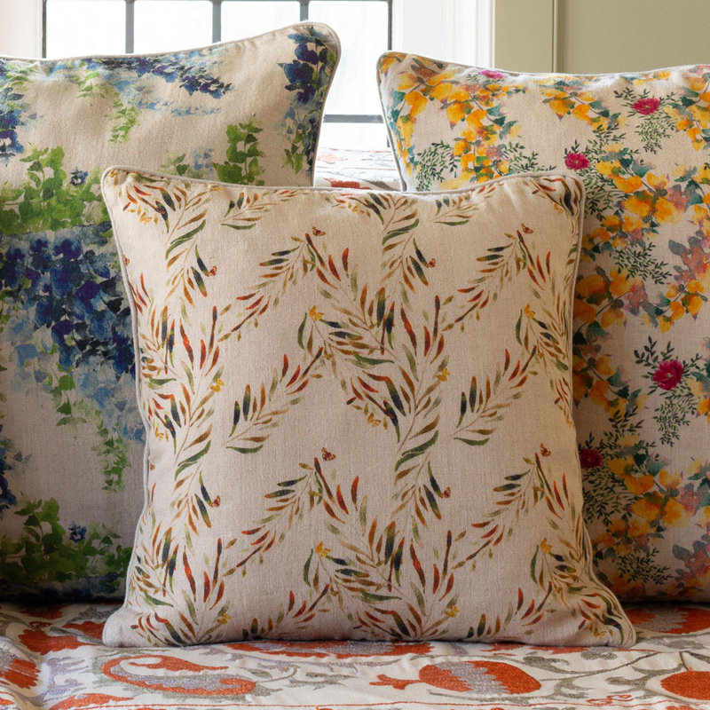 Organic Linen Pillow Cover, Red Palm