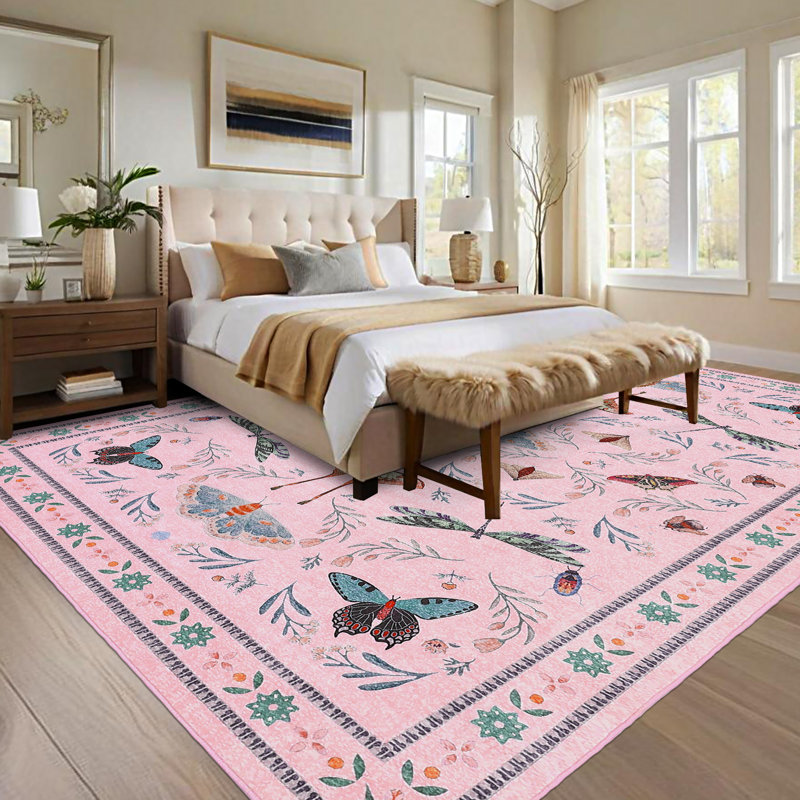Soft and Modern Pink Area Rug - Soft Carpet for Living Room and Bedroom - Elegant Home Decor - 8x10ft (244x305cm) - USA Specification
