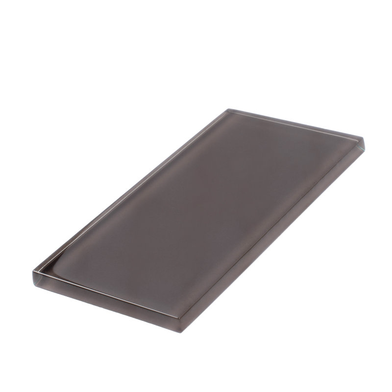 3"X 6" Polished Glass Subway Tile, Ash Gray