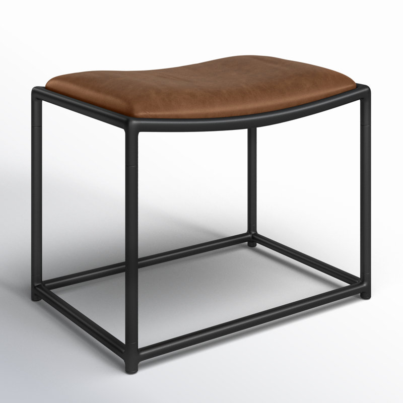 Galina Leather Stool, Brown