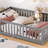 Full Size Bed Floor Bed With Safety Guardrails And Door For Kids, Gray-533929779-533929777