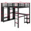 Structure de lit mezzanine avec garde-robe, bureau et tablettes de rangement