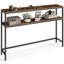 Console pour couloir, table de canapé mince à 2 niveaux, 20 x 120 x 80 cm, table de couloir avec 2 tablettes, pour le salon, la chambre à coucher, brun rustique et noir encre