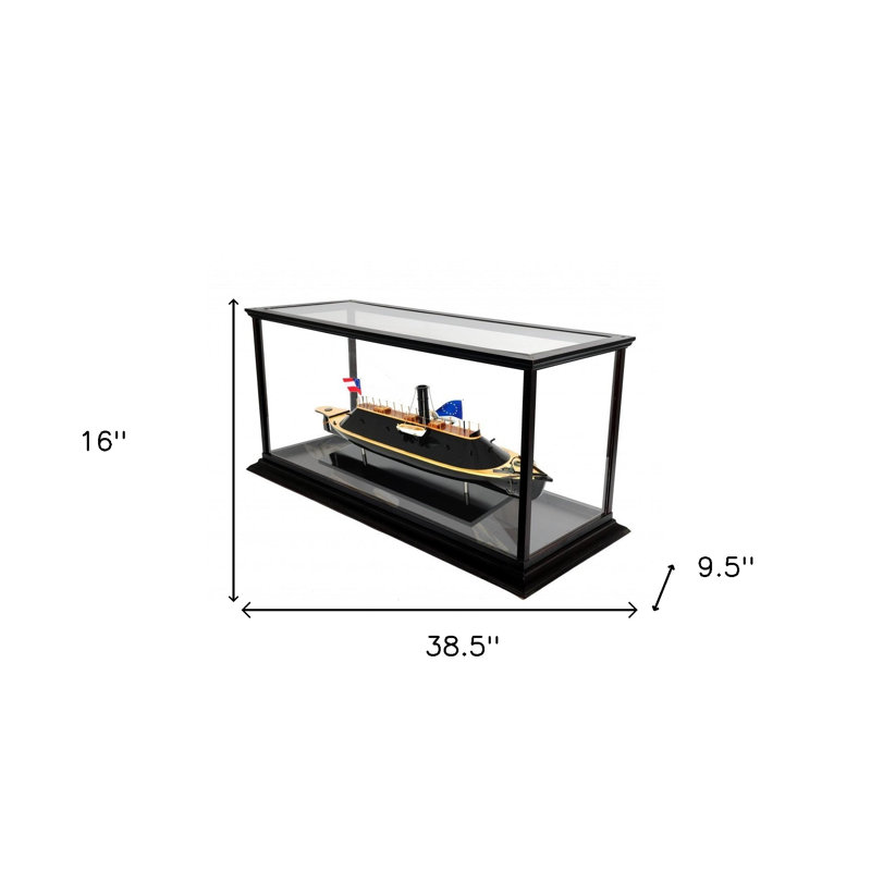 Présentoir 16 "brun et noir avec vitrine de style Virginia