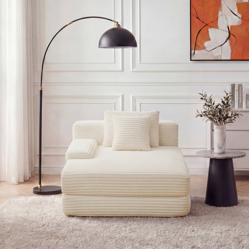 Très grande chaise longue d'intérieur Eliam, Beige