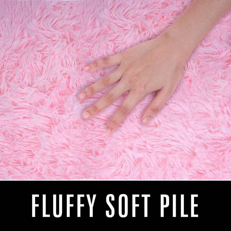 Shahen Rectangle Shag Area Rug, Rectangle 6' x 9', Pink