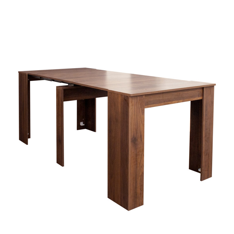 Uriel 2-in-1 Extendable Console & Dining Table with Wooden Frame, Walnut