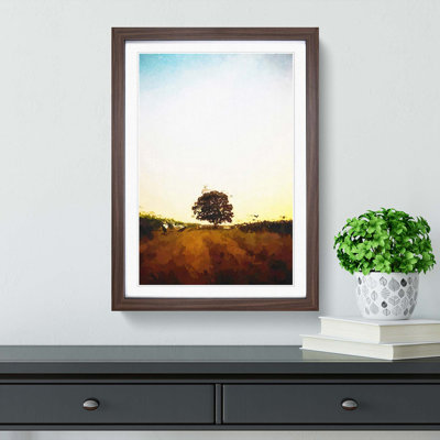 Lone Tree at Dusk Abstract Art - Picture Frame Graphic Art Print