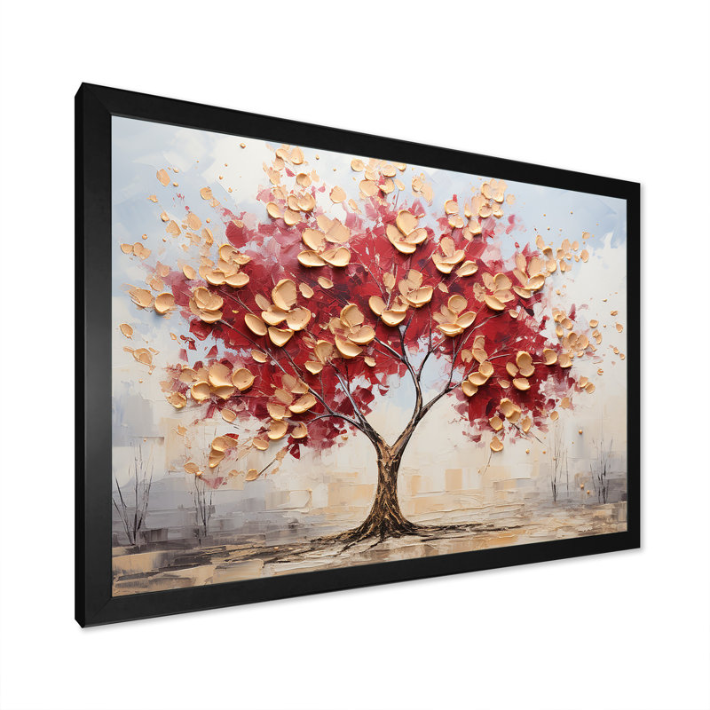 Érable doré sur toile Golden Elegance, Cadre photo noir simple, H 12 po x l 20 po x P 1 po