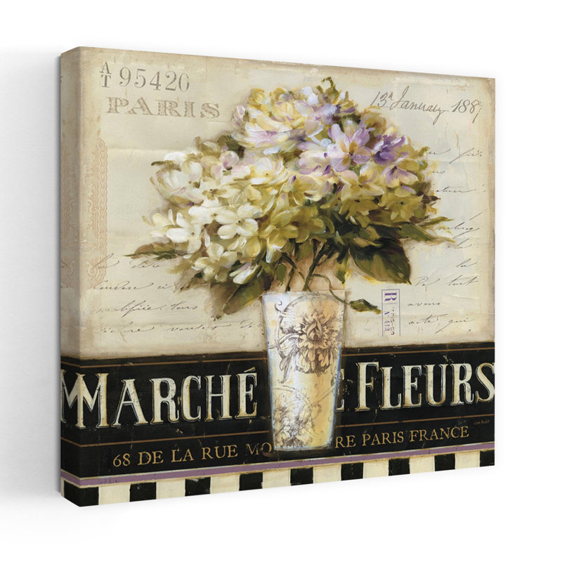 Art français avec des bouquets noirs, H 18 po x l 18 po
