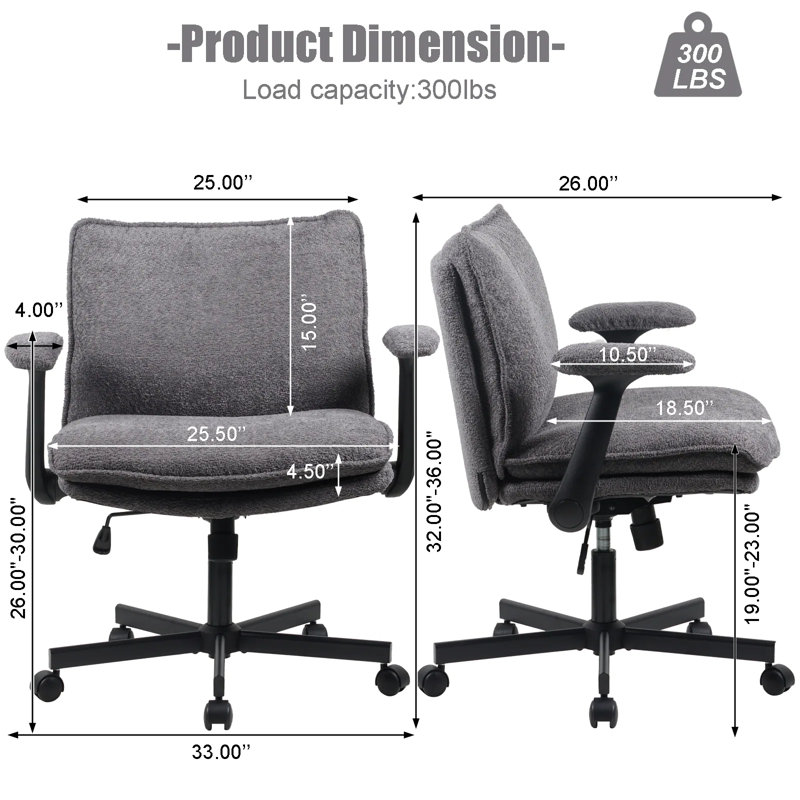 Chaise de bureau Criss, Gris