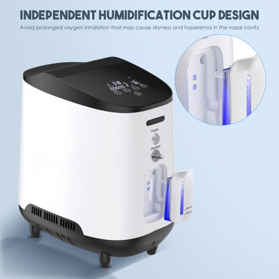Concentrateur d'oxygène portatif à débit continu 1 - 7L réglable, générateur d'oxygène à haute pureté 33 à 93% avec fonctionnement silencieux, tubulure complète et accessoires pour un usage domestique, soins aux personnes âgées et soutien respiratoire