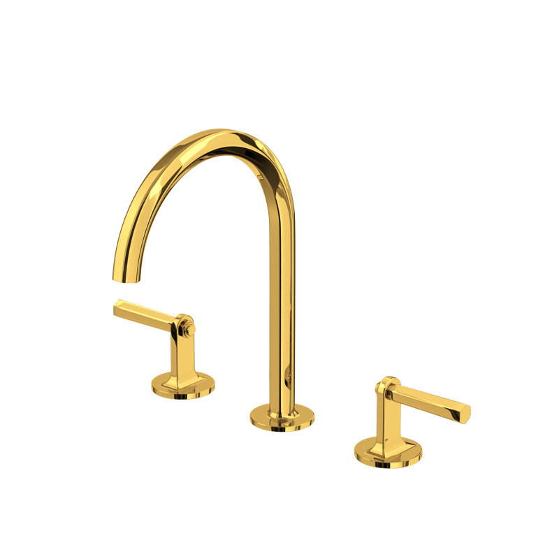 Modelle Widespread Lavatory Faucet With C-Spout, Unlacquered Brass