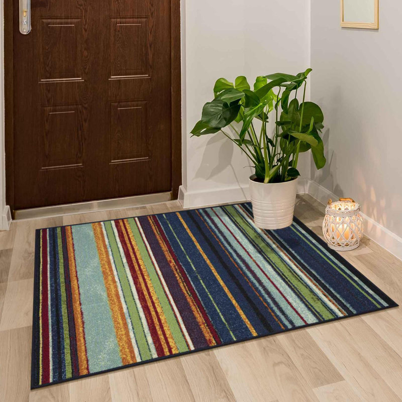 Ottohome Non-Slip Vintage Striped Area Rug For Living Room, Hallway Runner, Entryway Rug, Multicolor, Rectangle 3'3" x 5'