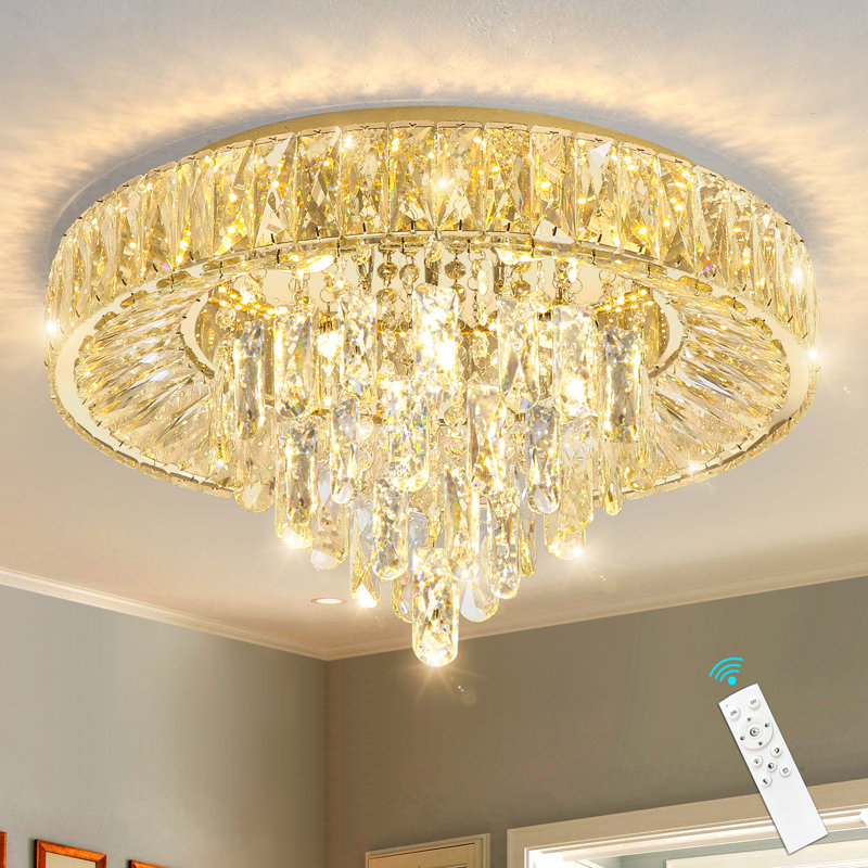Modern Dimmable Crystal Chandelier, Gold